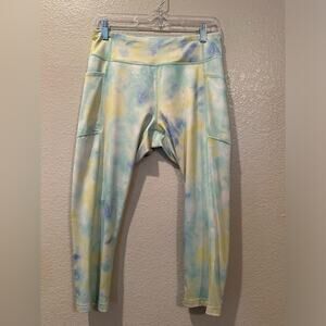 Tek Gear Dry Tek multi-colored blue & green pocket leggings sz L
